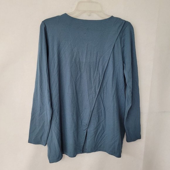 Soft Surroundings Shirt Women M Miramar Long Sleeve V-Neck Pullover Blue - Picture 7 of 12